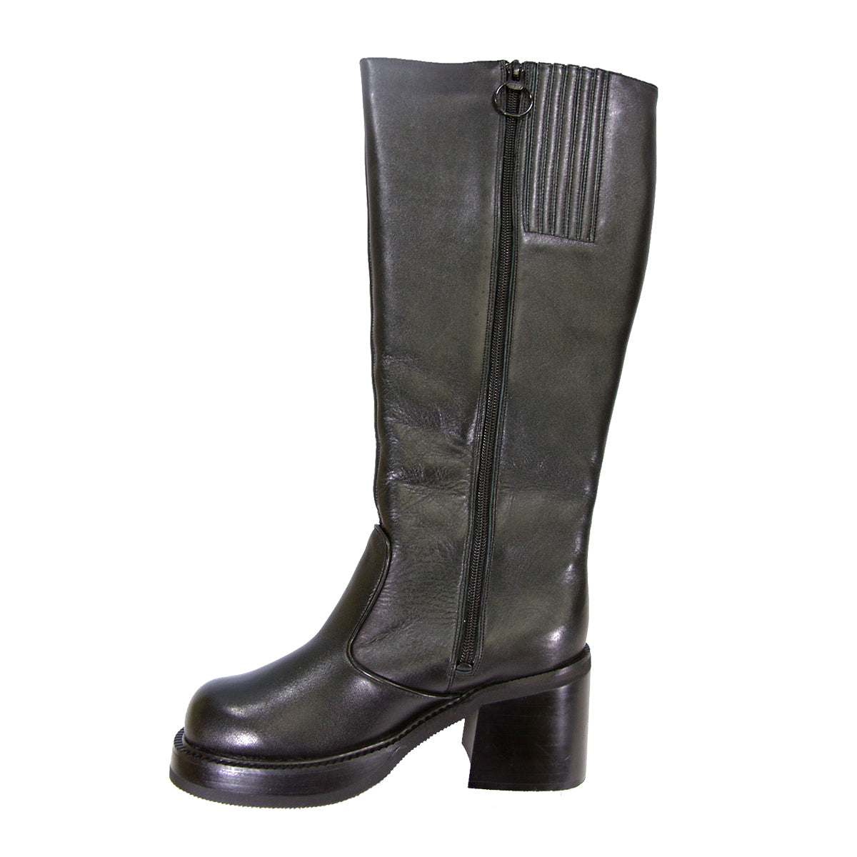 PEERAGE Terri Women's Wide Width Leather Knee-High Block Heel Boots