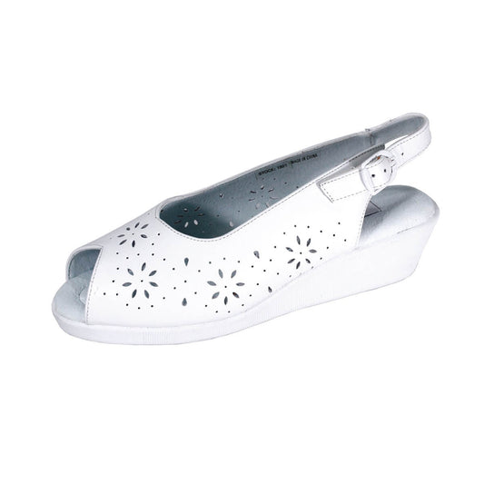 Fazpaz 24 Hour Comfort Anne Women's Wide Width Floral Cut Designed Upper Leather Sandals