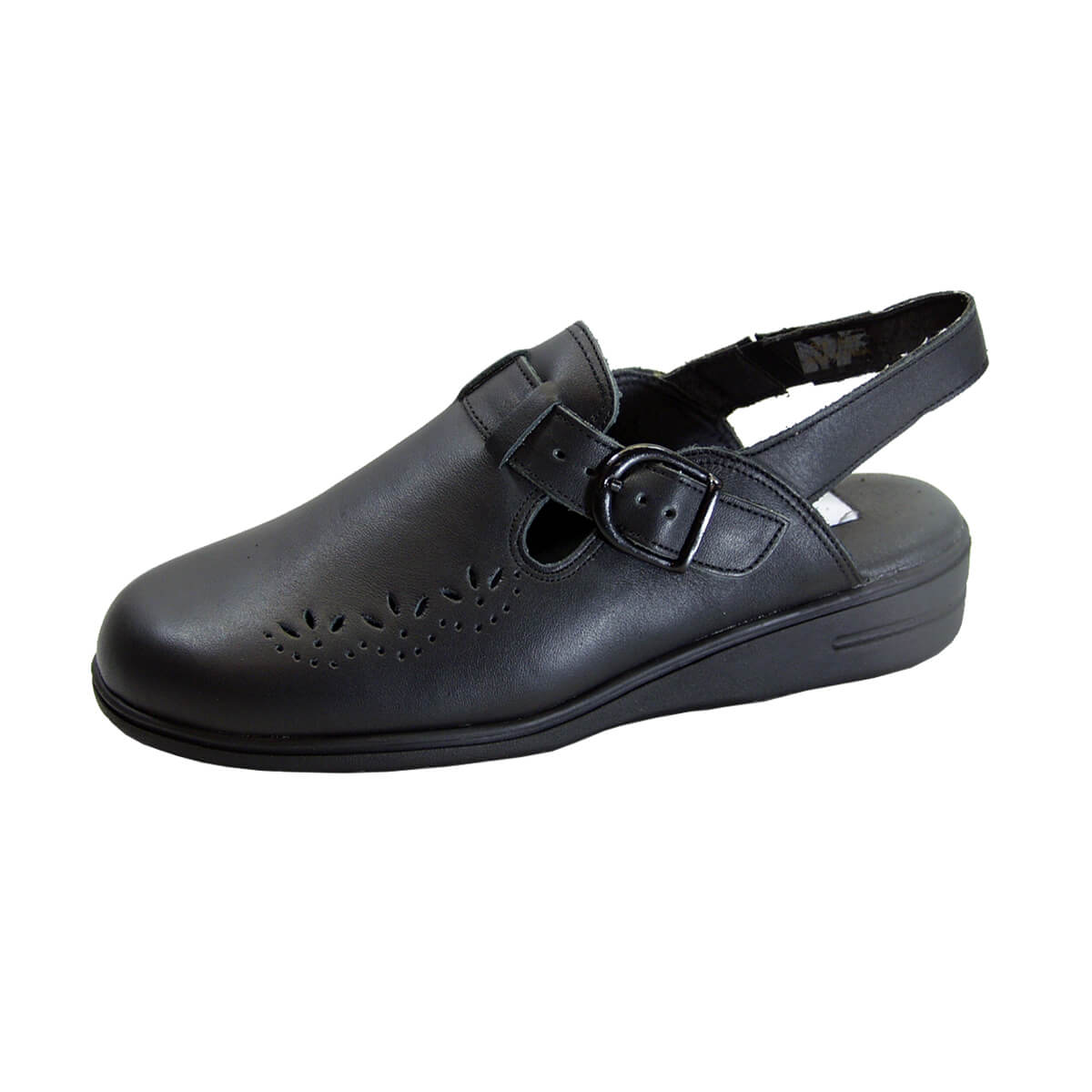 Fazpaz 24 Hour Comfort Leslie Women's Wide Width Leather Back Strap Clogs