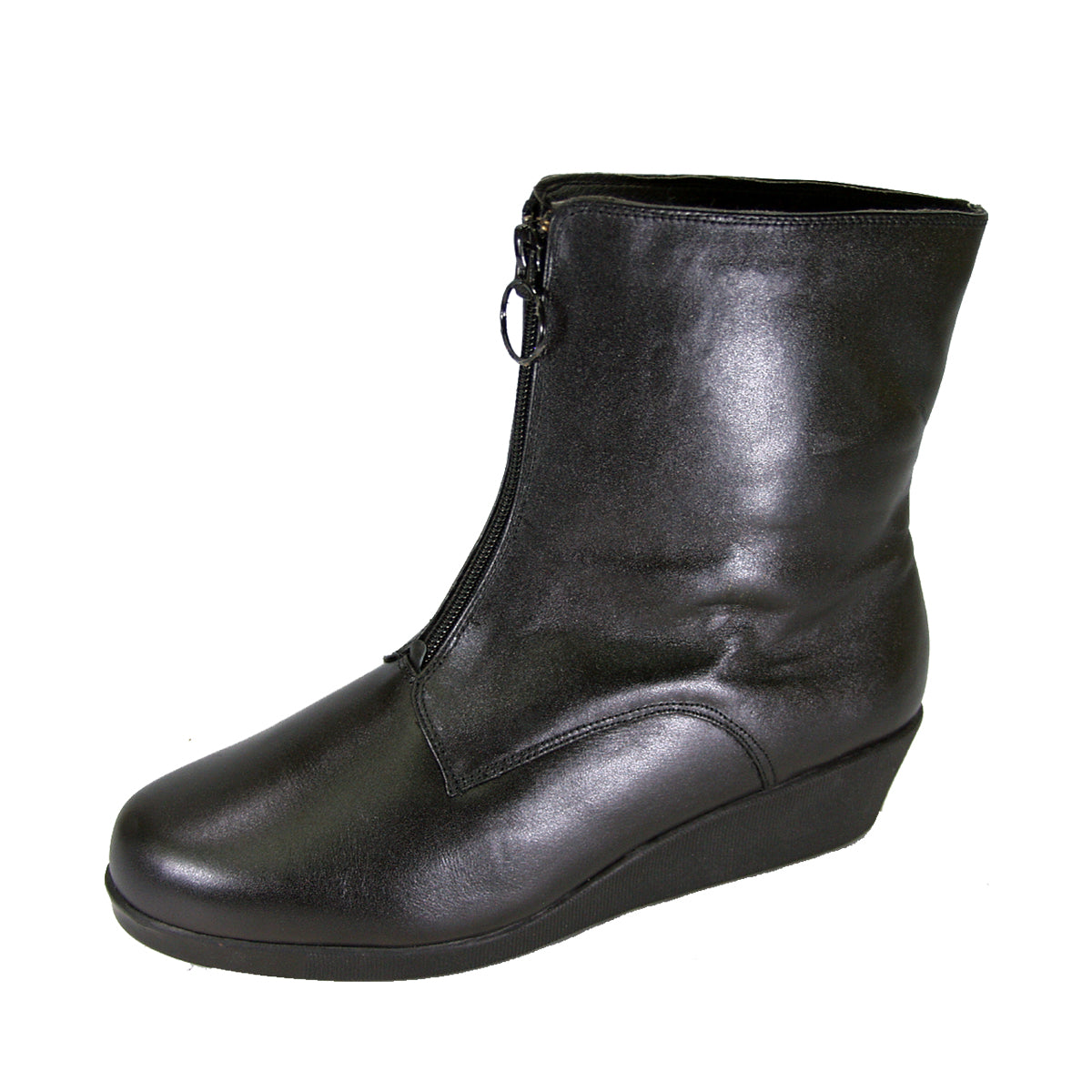 PEERAGE Rena Women's Wide Width Leather Booties with Zipper