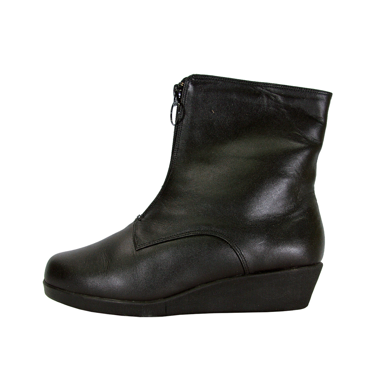 PEERAGE Rena Women's Wide Width Leather Booties with Zipper