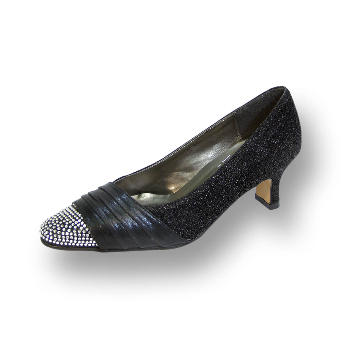 silver dress pumps wide width Floral Noemi Women Extra Wide Width Open-Toe Rhinestone Slip-On Party Heeled Dress Pumps Silver 9.5, Women's