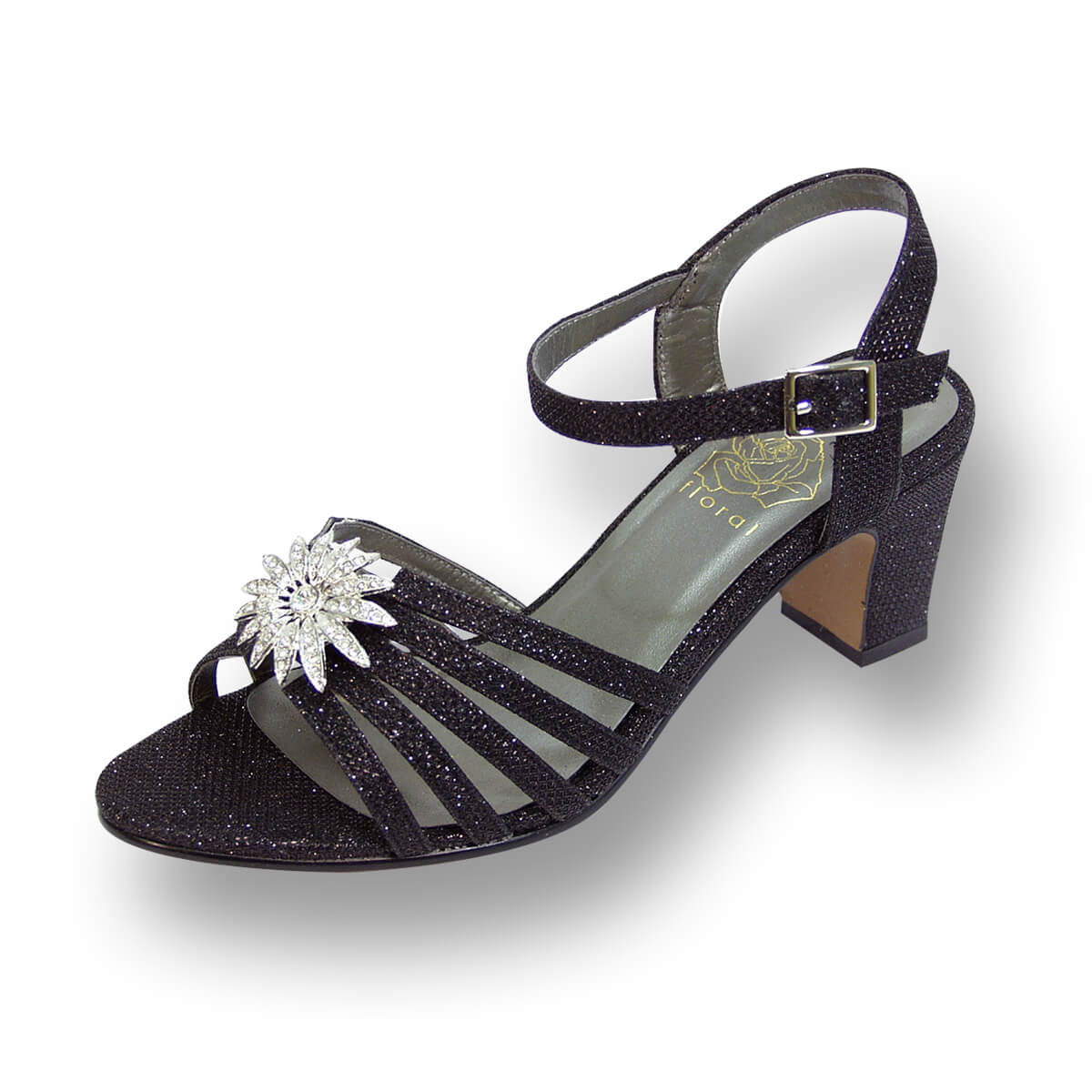 women extra wide dress shoes Floral Emely Women's Width Evening for Wedding, Prom, Dinner Black 8.5 sweet sixteens Extra Wide : Women's Shoes
