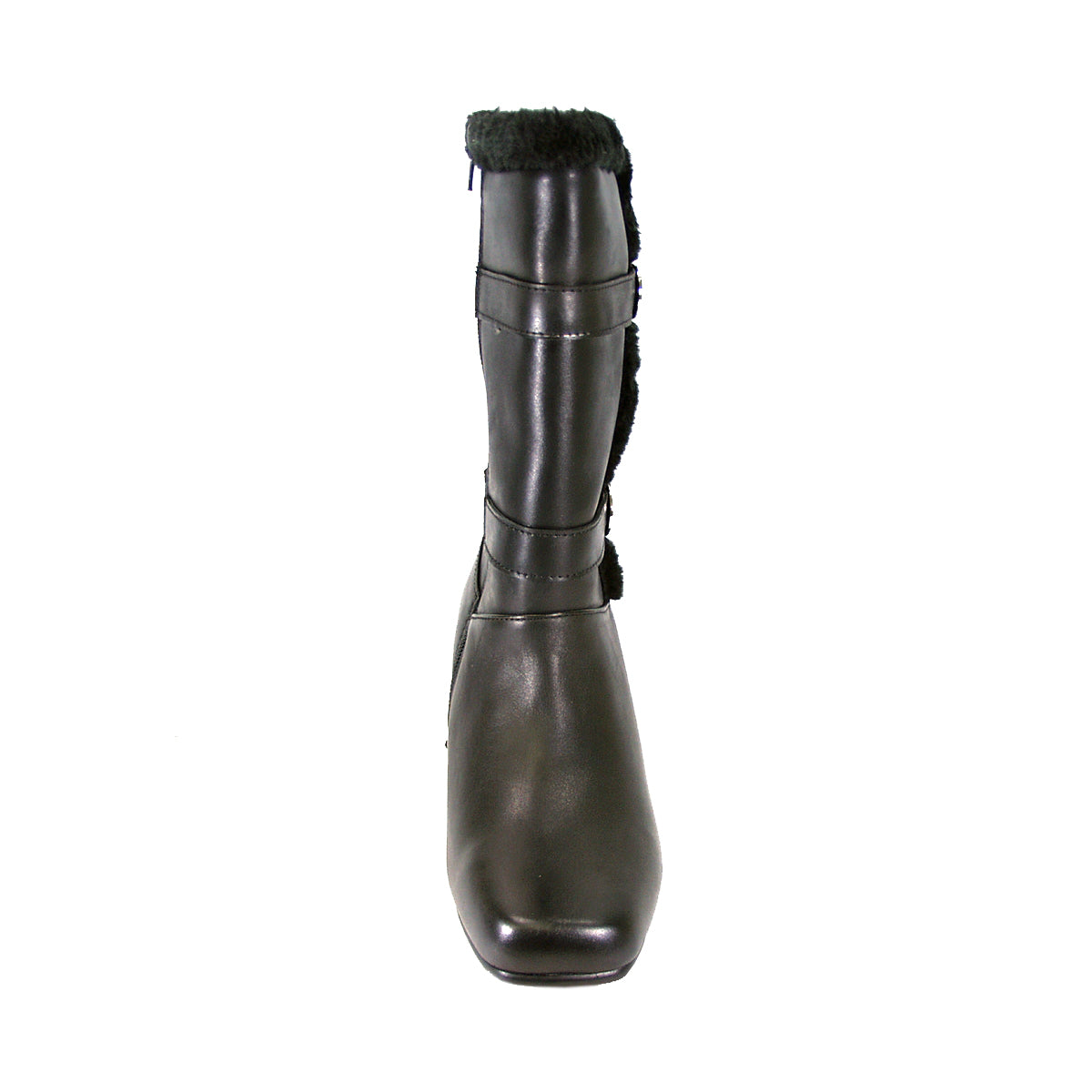 PEERAGE Rihanna Women's Wide Width Leather Dress Boots with Zipper