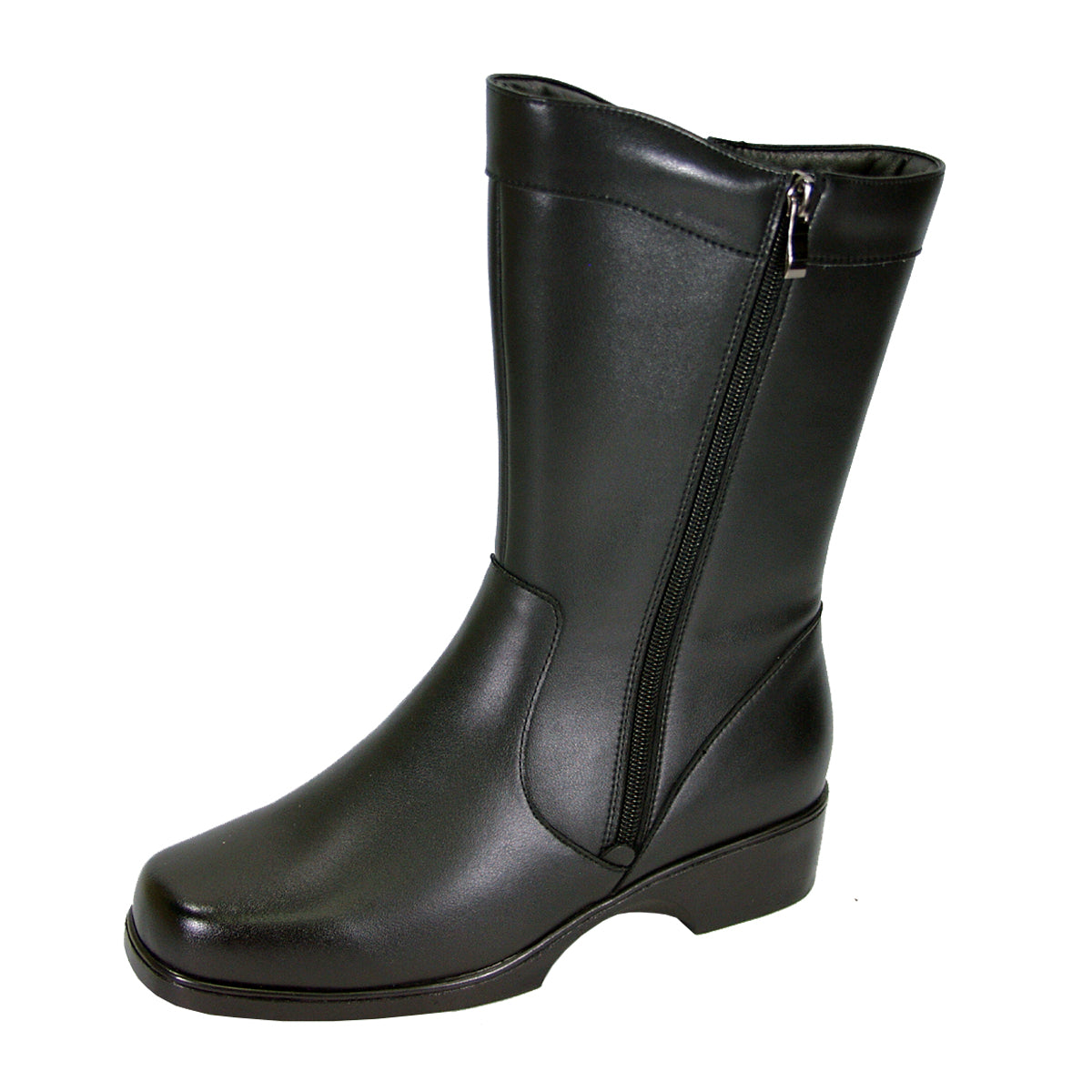 PEERAGE Athena Women's Wide Width Leather Boots with Double Zipper