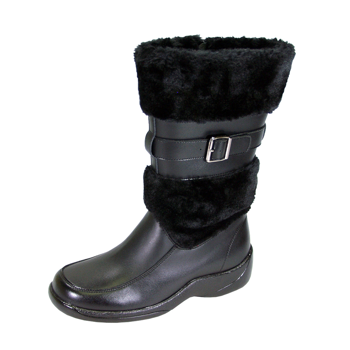 PEERAGE Tina Women's Wide Width Leather Dress Boots with Zipper