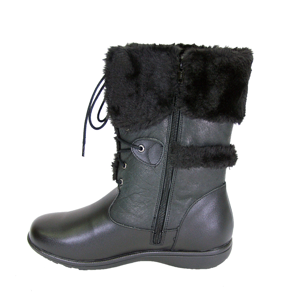 PEERAGE Carly Women's Wide Width Leather Mid-Calf Boots with Zipper
