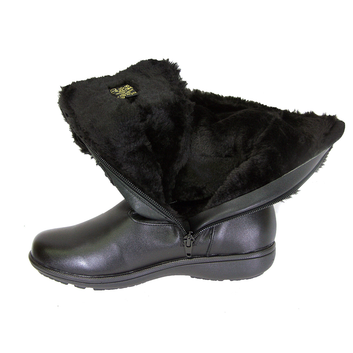 PEERAGE Carly Women's Wide Width Leather Mid-Calf Boots with Zipper