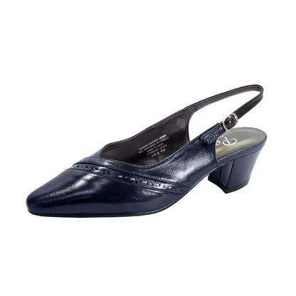 PEERAGE Alanis Women's Wide Width Leather Slingback Pumps