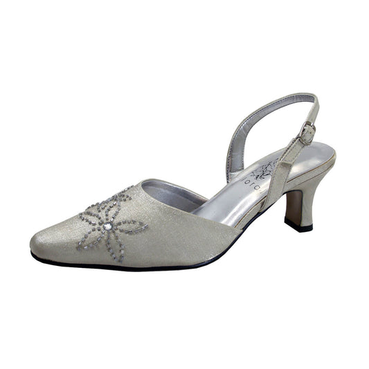 Fazpaz Floral Alma Women's Wide Width Open Shank Dress Slingback Shoes