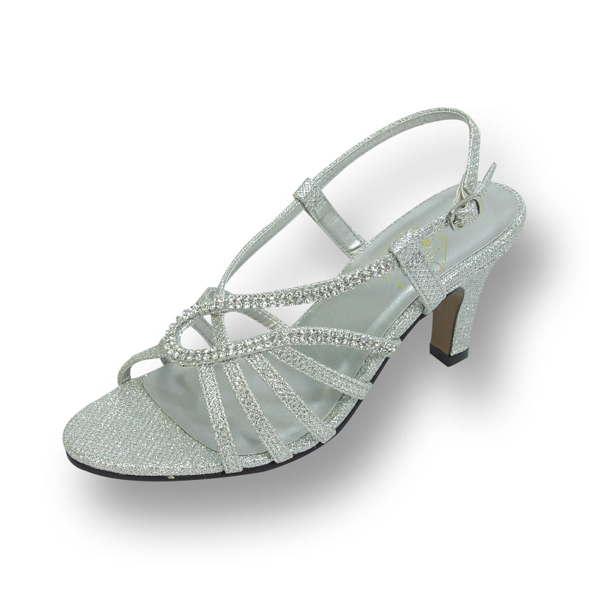 Eloshman Flat Sandals for Women Dress Sandal Rhinestone Low Heel Wide Width  Shoes Silver Size 8 - Walmart.com