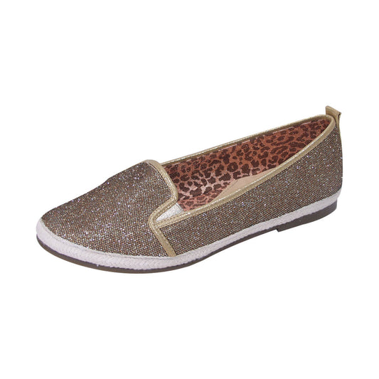 Fazpaz Fuzzy Lacy Women Wide Width Casual Slip-On Metallic Loafer Flats