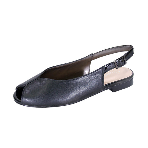 Fazpaz Peerage Eden Women's Wide Width Peep Toe Slingback Comfort Leather Flats