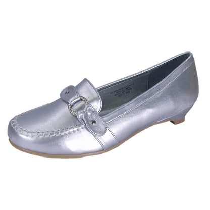 Floral Erica Women's Wide Width Low Heel Dress Shoes Silver / 5.5 E Floral Erica Women's Wide Width Low Heel Dress Shoes Silver / 5.5 E