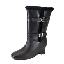 Load image into Gallery viewer, PEERAGE Rihanna Women&#39;s Wide Width Leather Dress Boots with Zipper
