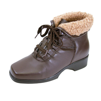 PEERAGE Hazel Women's Wide Width Casual Lace-Up Leather Booties