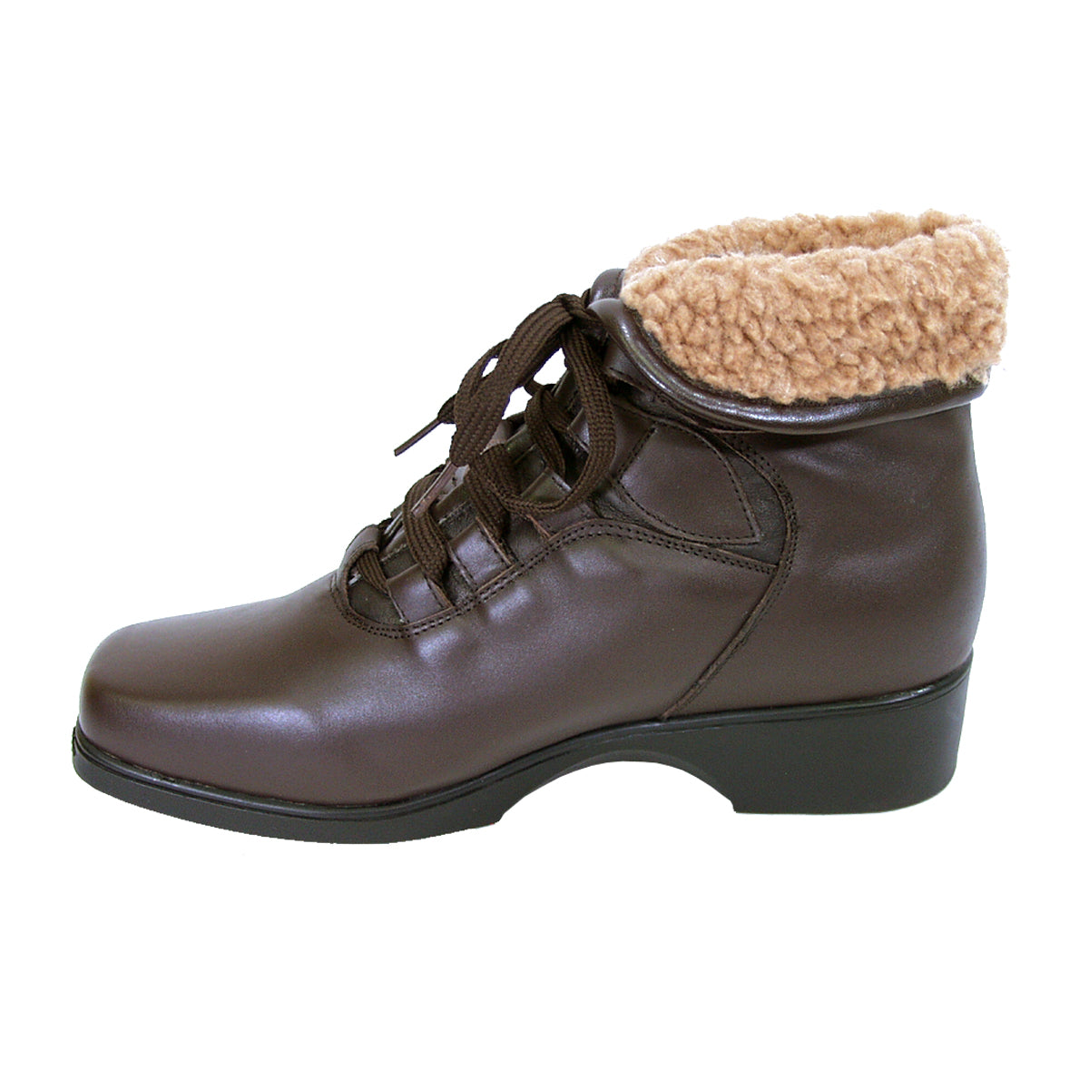 PEERAGE Hazel Women's Wide Width Casual Lace-Up Leather Booties