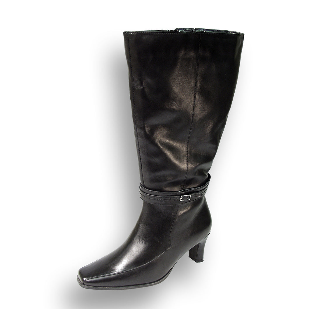 PEERAGE Brook Women's Wide Width Knee High Leather Dress Heeled Boots