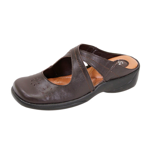 Fazpaz Peerage Casey Women Wide Width Casual Leather Comfort Clogs